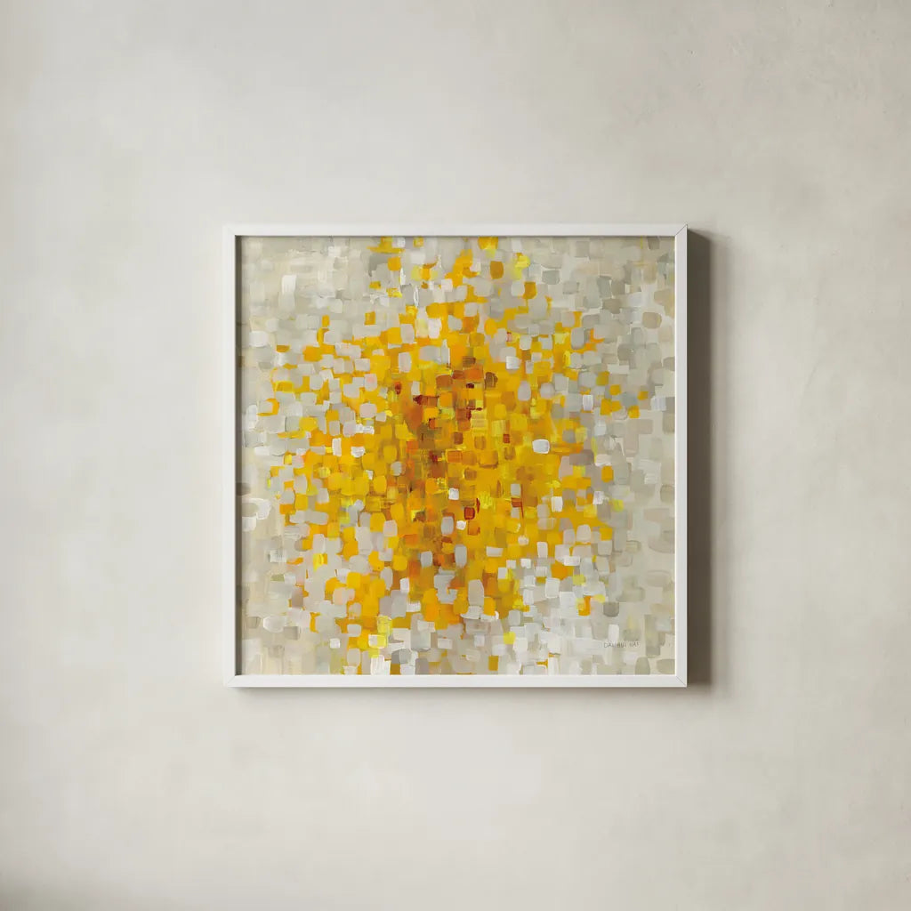 Summer Blocks by Danhui Nai. Shown in a crisp white glass frame for a clean and minimalist style. Available as an archival giclee rolled canvas, fine art paper, or poster print. SKU 34627a.