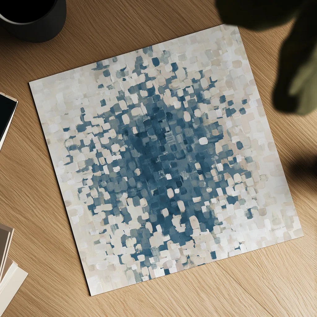 Summer Blocks Blue Sand by Danhui Nai. Shown as a detailed flat fine art print, highlighting archival giclee quality. Available as an archival giclee rolled canvas, fine art paper, or poster print. SKU 56962a.