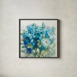 Summer Blues by Danhui Nai. Shown in a sleek black glass frame for a contemporary gallery look. Available as an archival giclee rolled canvas, fine art paper, or poster print. SKU 54069a.