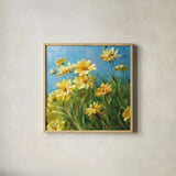 Summer Field I by Danhui Nai. Shown in a natural wood glass frame for a timeless modern aesthetic. Available as an archival giclee rolled canvas, fine art paper, or poster print. SKU 6574a.