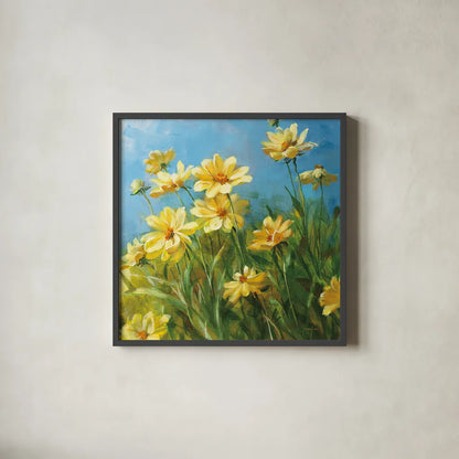 Summer Field I by Danhui Nai. Shown in a sleek black glass frame for a contemporary gallery look. Available as an archival giclee rolled canvas, fine art paper, or poster print. SKU 6578a.