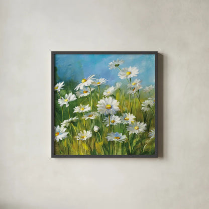 Summer Field II by Danhui Nai. Shown in a sleek black glass frame for a contemporary gallery look. Available as an archival giclee rolled canvas, fine art paper, or poster print. SKU 6575a.