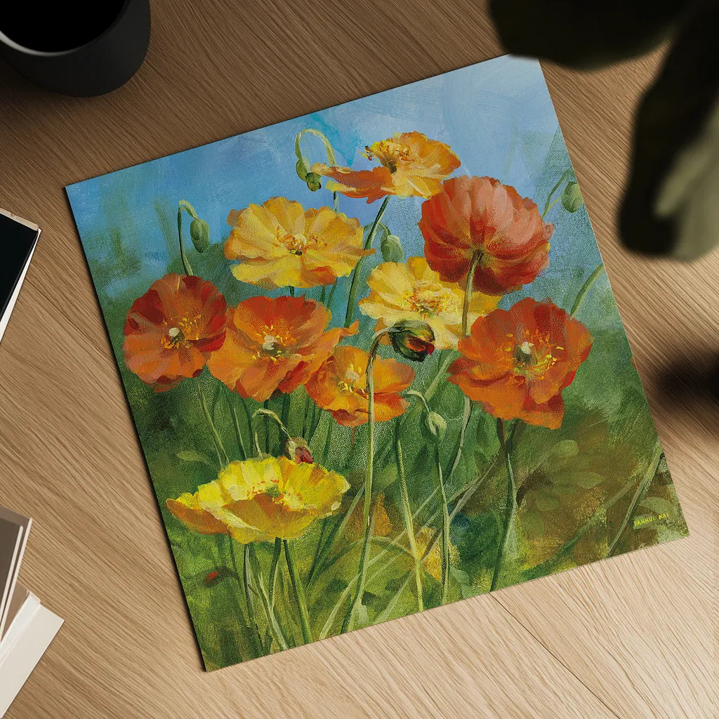 Summer Field IV by Danhui Nai. Shown as a detailed flat fine art print, highlighting archival giclee quality. Available as an archival giclee rolled canvas, fine art paper, or poster print. SKU 6577a.