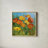 Summer Field IV by Danhui Nai. Shown in a natural wood glass frame for a timeless modern aesthetic. Available as an archival giclee rolled canvas, fine art paper, or poster print. SKU 6577a.