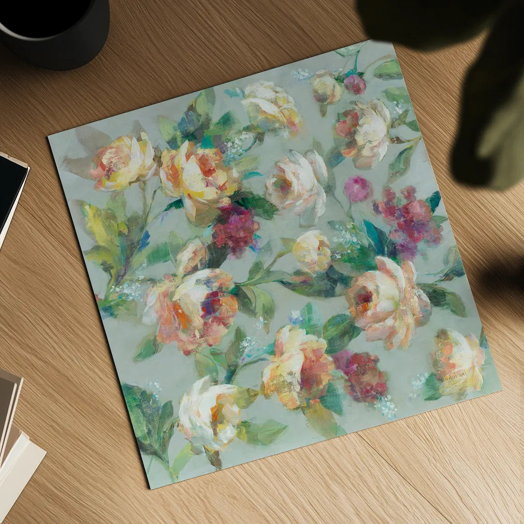 Summer Garden by Danhui Nai. Shown as a detailed flat fine art print, highlighting archival giclee quality. Available as an archival giclee rolled canvas, fine art paper, or poster print. SKU 52362a.