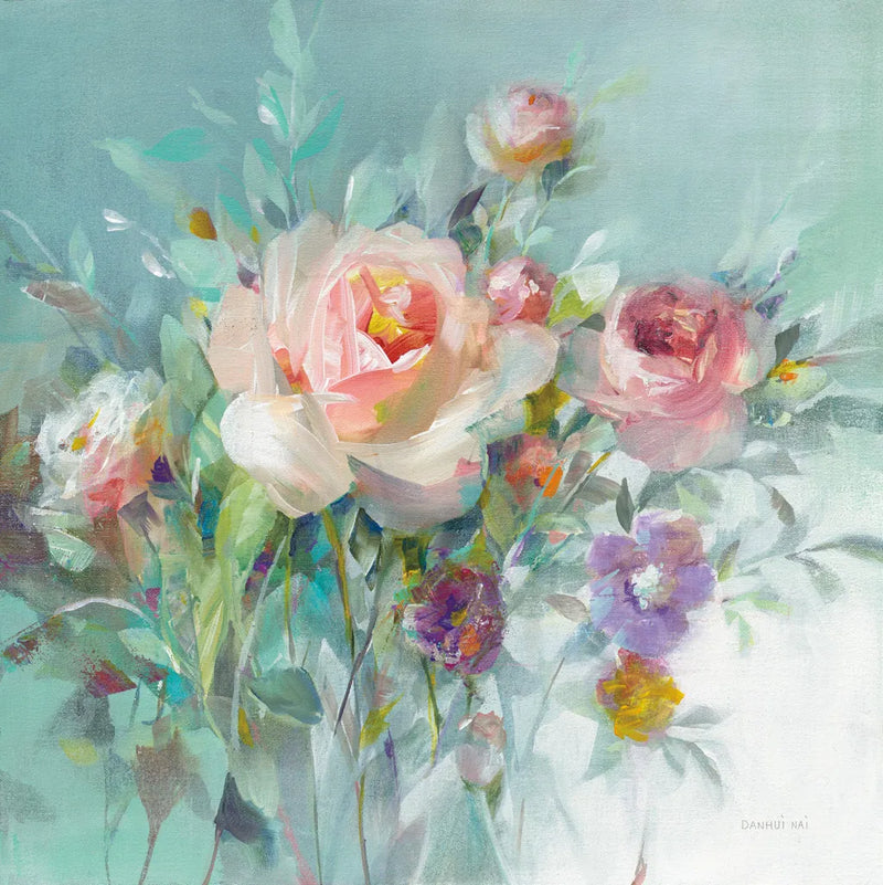 Summer Garden Roses by Danhui Nai. SKU 57494a. Archival Giclee Fine art print for wall decor.
