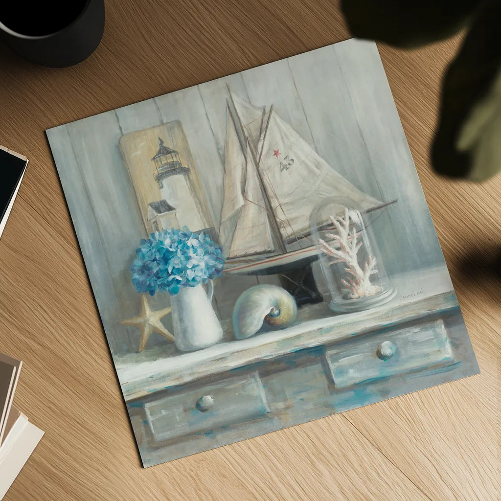 Summer House Square by Danhui Nai. Shown as a detailed flat fine art print, highlighting archival giclee quality. Available as an archival giclee rolled canvas, fine art paper, or poster print. SKU 62717a.