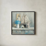 Summer House Square by Danhui Nai. Shown in a sleek black glass frame for a contemporary gallery look. Available as an archival giclee rolled canvas, fine art paper, or poster print. SKU 62717a.