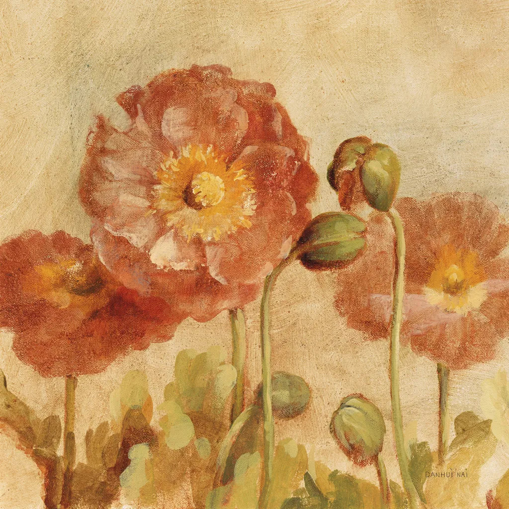 Summer Poppies II by Danhui Nai. SKU 9385a. Archival Giclee Fine art print for wall decor.