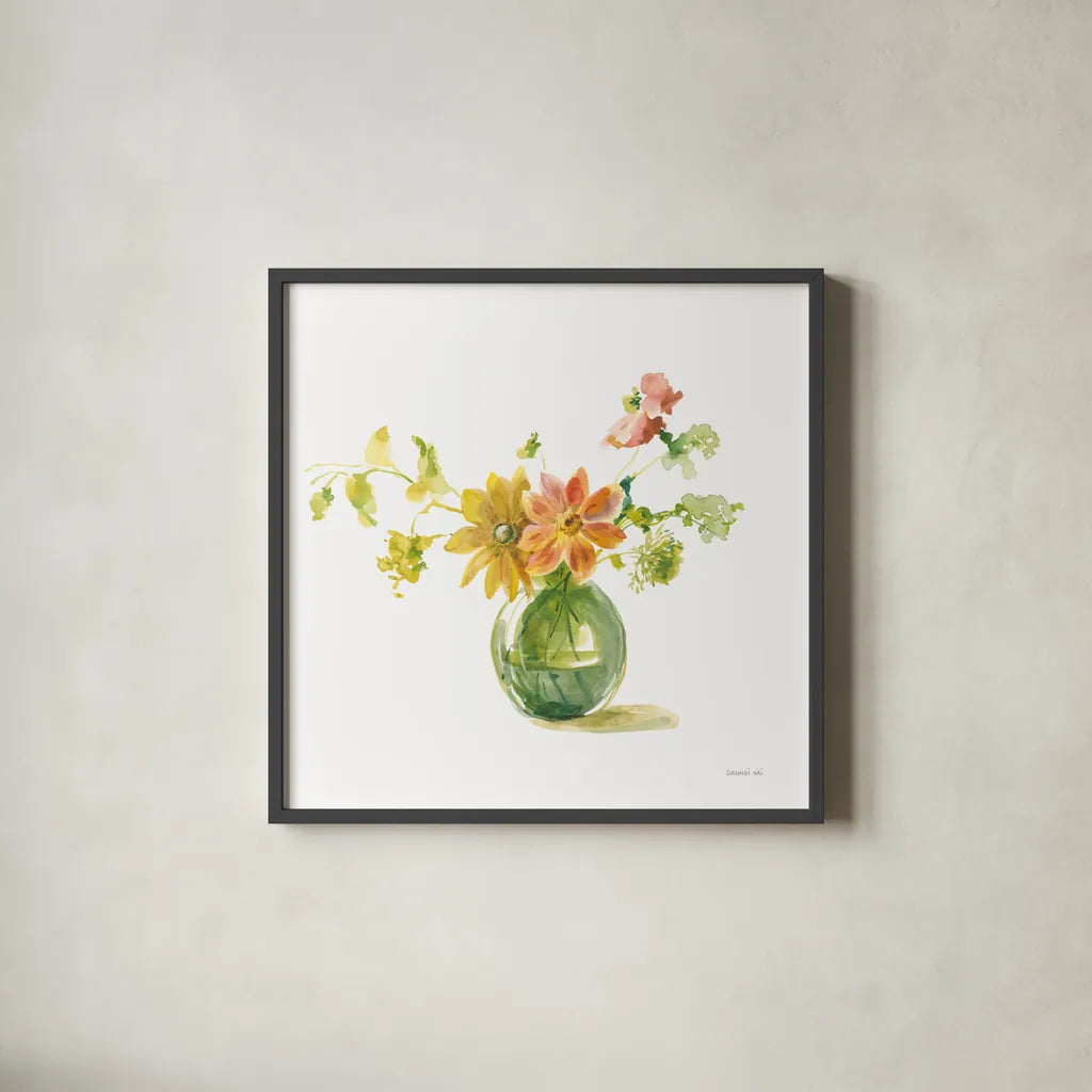 Summer Serenade I by Danhui Nai. Shown in a sleek black glass frame for a contemporary gallery look. Available as an archival giclee rolled canvas, fine art paper, or poster print. SKU 85882a.