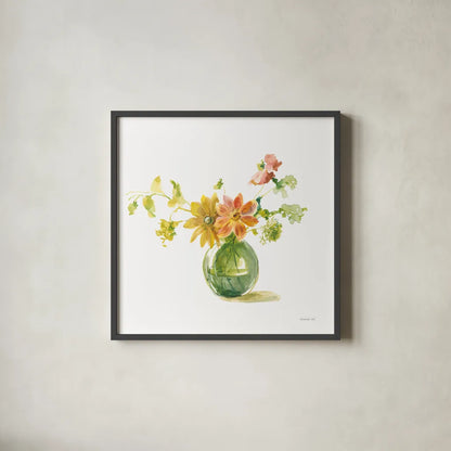 Summer Serenade I by Danhui Nai. Shown in a sleek black glass frame for a contemporary gallery look. Available as an archival giclee rolled canvas, fine art paper, or poster print. SKU 85882a.