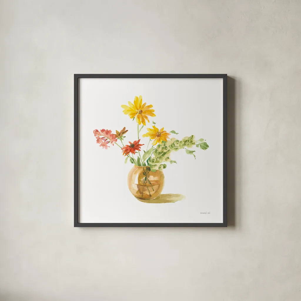 Summer Serenade II by Danhui Nai. Shown in a sleek black glass frame for a contemporary gallery look. Available as an archival giclee rolled canvas, fine art paper, or poster print. SKU 85883a.