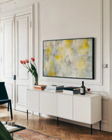 Summer Shower by Danhui Nai. shown as a framed stretched canvas in a living room above a console. Available as a archival giclee rolled canvas, fine art paper, or poster print. SKU 20754i.