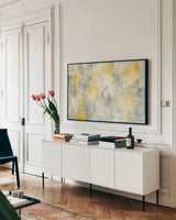 Summer Shower v2 Crop by Danhui Nai. shown as a framed stretched canvas in a living room above a console. Available as a archival giclee rolled canvas, fine art paper, or poster print. SKU 44829i.