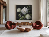 Summer Simplicity Black by Danhui Nai. Shown as extra-large giant wall art in a modern living room. Available as an archival giclee rolled canvas, fine art paper, or poster print. SKU 96543a.