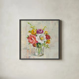 Summer Treasures I by Danhui Nai. Shown in a sleek black glass frame for a contemporary gallery look. Available as an archival giclee rolled canvas, fine art paper, or poster print. SKU 20715a.