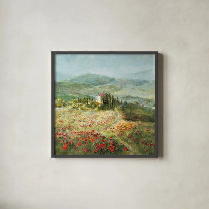 Summer in Provence by Danhui Nai. Shown in a sleek black glass frame for a contemporary gallery look. Available as an archival giclee rolled canvas, fine art paper, or poster print. SKU 17804a.