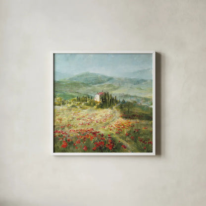 Summer in Provence by Danhui Nai. Shown in a crisp white glass frame for a clean and minimalist style. Available as an archival giclee rolled canvas, fine art paper, or poster print. SKU 17804a.
