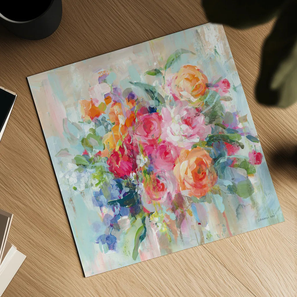 Sun Drenched Bouquet by Danhui Nai. Shown as a detailed flat fine art print, highlighting archival giclee quality. Available as an archival giclee rolled canvas, fine art paper, or poster print. SKU 79148a.