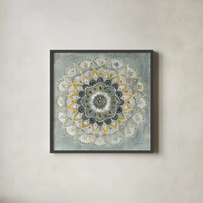Sunburst by Danhui Nai. Shown in a sleek black glass frame for a contemporary gallery look. Available as an archival giclee rolled canvas, fine art paper, or poster print. SKU 42122a.