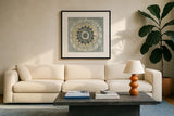 Sunburst by Danhui Nai. Displayed in a glass frame with matte in a clean modern living room. Available as an archival giclee rolled canvas, fine art paper, or poster print. SKU 42122a.