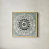 Sunburst Neutral by Danhui Nai. Shown in a natural wood glass frame for a timeless modern aesthetic. Available as an archival giclee rolled canvas, fine art paper, or poster print. SKU 44218a.
