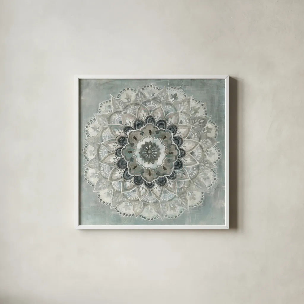 Sunburst Neutral by Danhui Nai. Shown in a crisp white glass frame for a clean and minimalist style. Available as an archival giclee rolled canvas, fine art paper, or poster print. SKU 44218a.