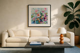 Sunfield by Danhui Nai. Displayed in a glass frame with matte in a clean modern living room. Available as an archival giclee rolled canvas, fine art paper, or poster print. SKU 79524a.