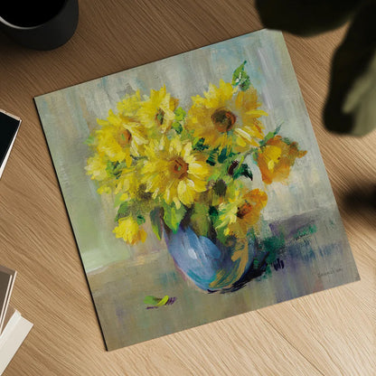 Sunflower Still Life II by Danhui Nai. Shown as a detailed flat fine art print, highlighting archival giclee quality. Available as an archival giclee rolled canvas, fine art paper, or poster print. SKU 68647a.
