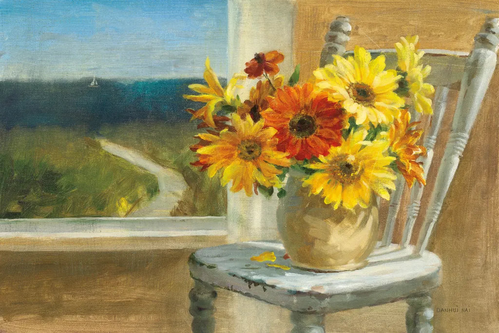 Sunflowers by the Sea by Danhui Nai. SKU 12309i. Archival Giclee Fine art print for wall decor.