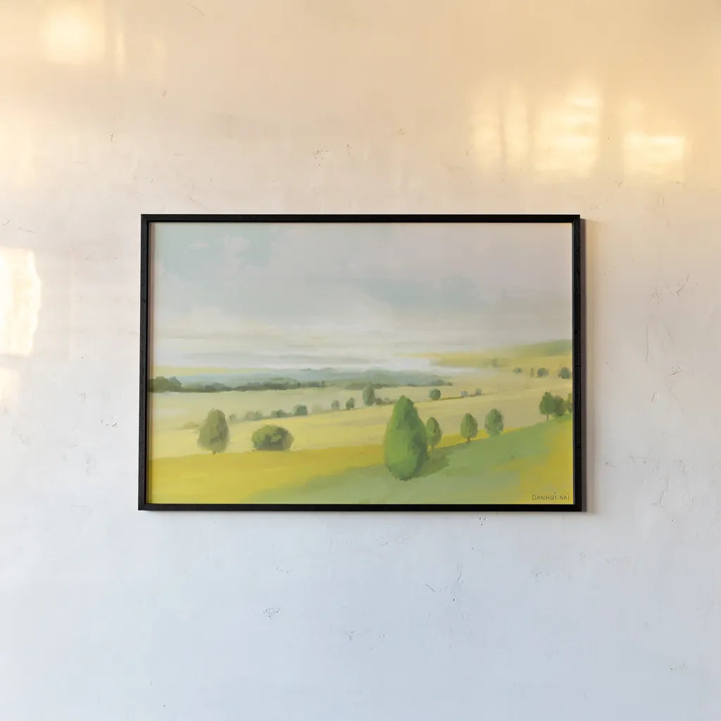 Sunlit Meadow by Danhui Nai. shown as a paper print in a black flame. Available as a archival giclee rolled canvas, fine art paper, or poster print. SKU 100601i.