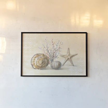 Sunrise Beach I by Danhui Nai. shown as a paper print in a black flame. Available as a archival giclee rolled canvas, fine art paper, or poster print. SKU 84445i.