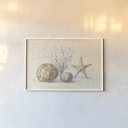 Sunrise Beach I by Danhui Nai. shown as a paper print in a white frame. Available as a archival giclee rolled canvas, fine art paper, or poster print. SKU 84445i.