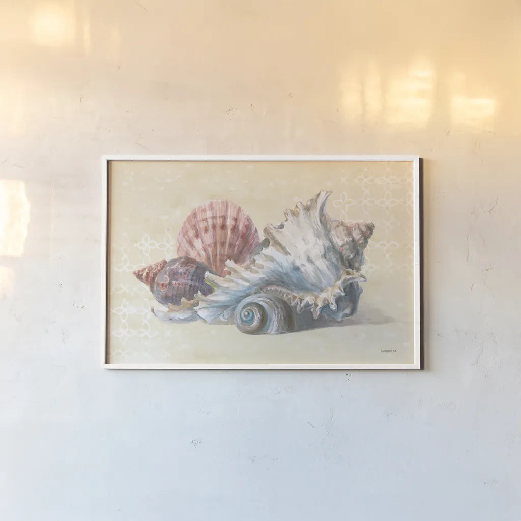 Sunrise Beach II by Danhui Nai. shown as a paper print in a white frame. Available as a archival giclee rolled canvas, fine art paper, or poster print. SKU 84446i.