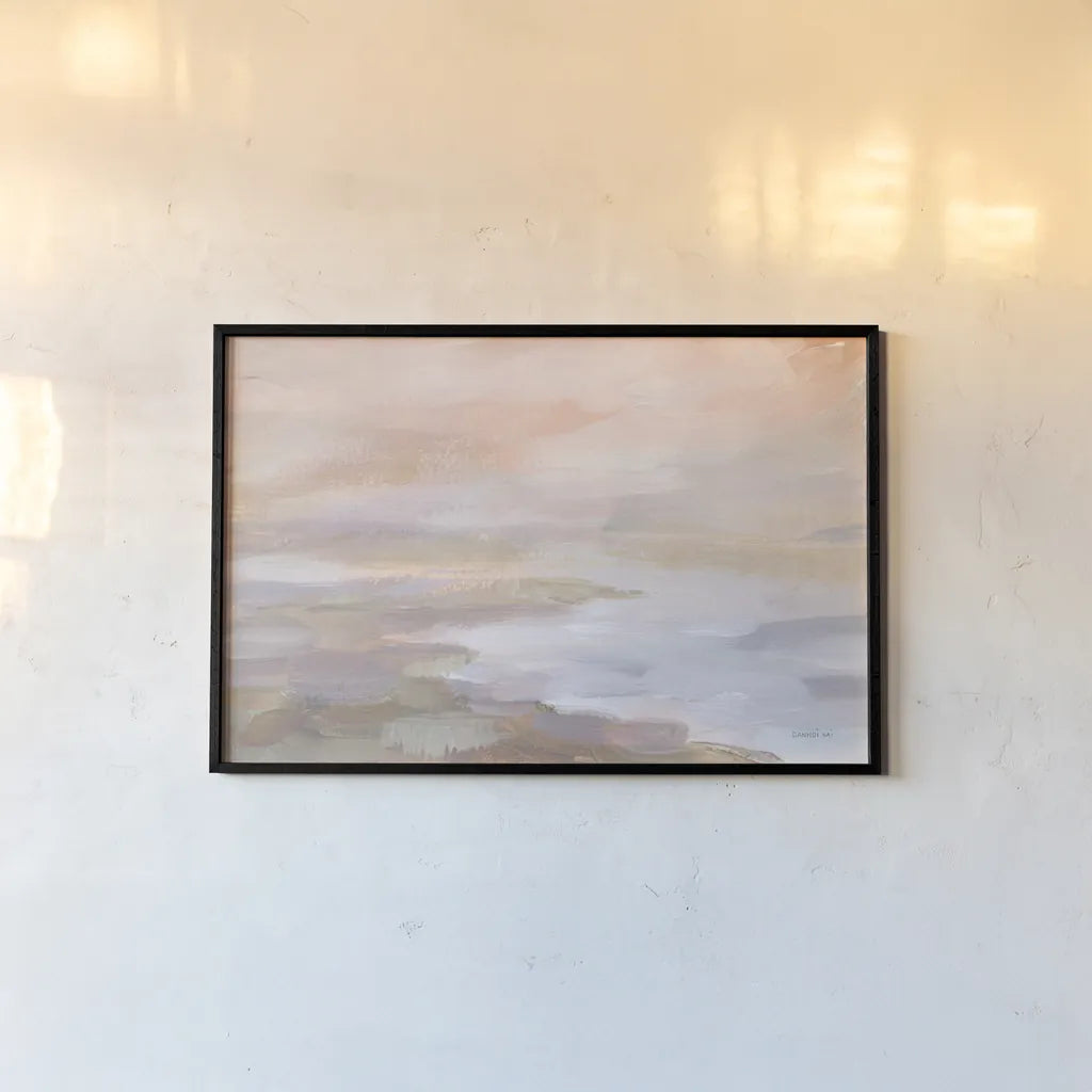 Sunrise Coast by Danhui Nai. shown as a paper print in a black flame. Available as a archival giclee rolled canvas, fine art paper, or poster print. SKU 70643i.