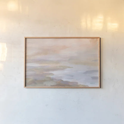 Sunrise Coast by Danhui Nai. shown as a paper print in a natural frame. Available as a archival giclee rolled canvas, fine art paper, or poster print. SKU 70643i.