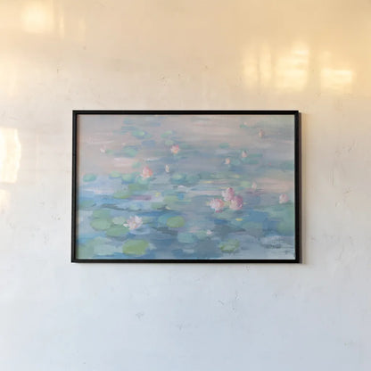 Sunrise Waterlilies Crop by Danhui Nai. shown as a paper print in a black flame. Available as a archival giclee rolled canvas, fine art paper, or poster print. SKU 70126i.