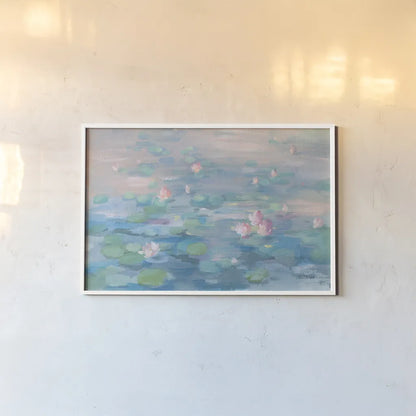 Sunrise Waterlilies Crop by Danhui Nai. shown as a paper print in a white frame. Available as a archival giclee rolled canvas, fine art paper, or poster print. SKU 70126i.