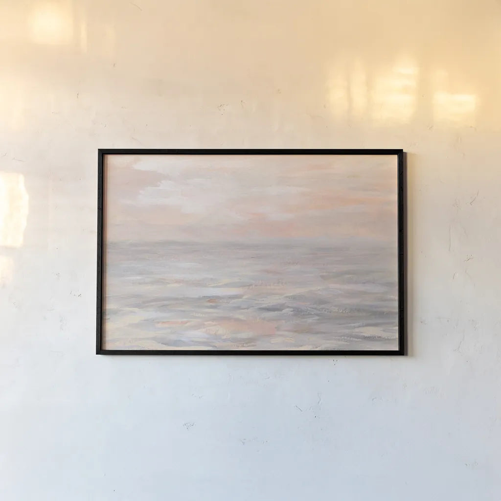 Sunrise Waters by Danhui Nai. shown as a paper print in a black flame. Available as a archival giclee rolled canvas, fine art paper, or poster print. SKU 70644i.