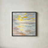 Sunup on the Sea by Danhui Nai. Shown in a sleek black glass frame for a contemporary gallery look. Available as an archival giclee rolled canvas, fine art paper, or poster print. SKU 69228a.