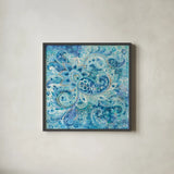 Surat Paisley by Danhui Nai. Shown in a sleek black glass frame for a contemporary gallery look. Available as an archival giclee rolled canvas, fine art paper, or poster print. SKU 51899a.