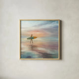 Surfside by Danhui Nai. Shown in a natural wood glass frame for a timeless modern aesthetic. Available as an archival giclee rolled canvas, fine art paper, or poster print. SKU 54625a.