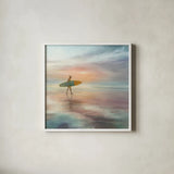 Surfside by Danhui Nai. Shown in a crisp white glass frame for a clean and minimalist style. Available as an archival giclee rolled canvas, fine art paper, or poster print. SKU 54625a.