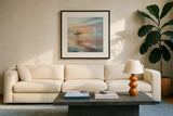 Surfside by Danhui Nai. Displayed in a glass frame with matte in a clean modern living room. Available as an archival giclee rolled canvas, fine art paper, or poster print. SKU 54625a.