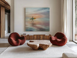 Surfside by Danhui Nai. Shown as extra-large giant wall art in a modern living room. Available as an archival giclee rolled canvas, fine art paper, or poster print. SKU 54625a.