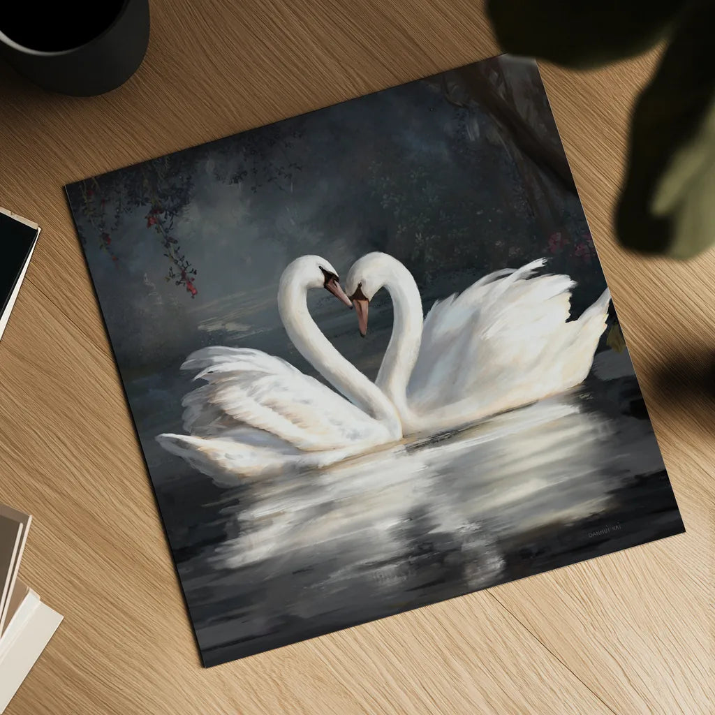 Swan Lake No Flowers by Danhui Nai. Shown as a detailed flat fine art print, highlighting archival giclee quality. Available as an archival giclee rolled canvas, fine art paper, or poster print. SKU 97125a.