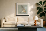 Swifts III by Danhui Nai. Displayed in a glass frame with matte in a clean modern living room. Available as an archival giclee rolled canvas, fine art paper, or poster print. SKU 84801a.
