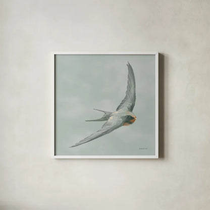 Swifts IV by Danhui Nai. Shown in a crisp white glass frame for a clean and minimalist style. Available as an archival giclee rolled canvas, fine art paper, or poster print. SKU 84802a.