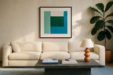 Tapestry by Danhui Nai. Displayed in a glass frame with matte in a clean modern living room. Available as an archival giclee rolled canvas, fine art paper, or poster print. SKU 85838a.