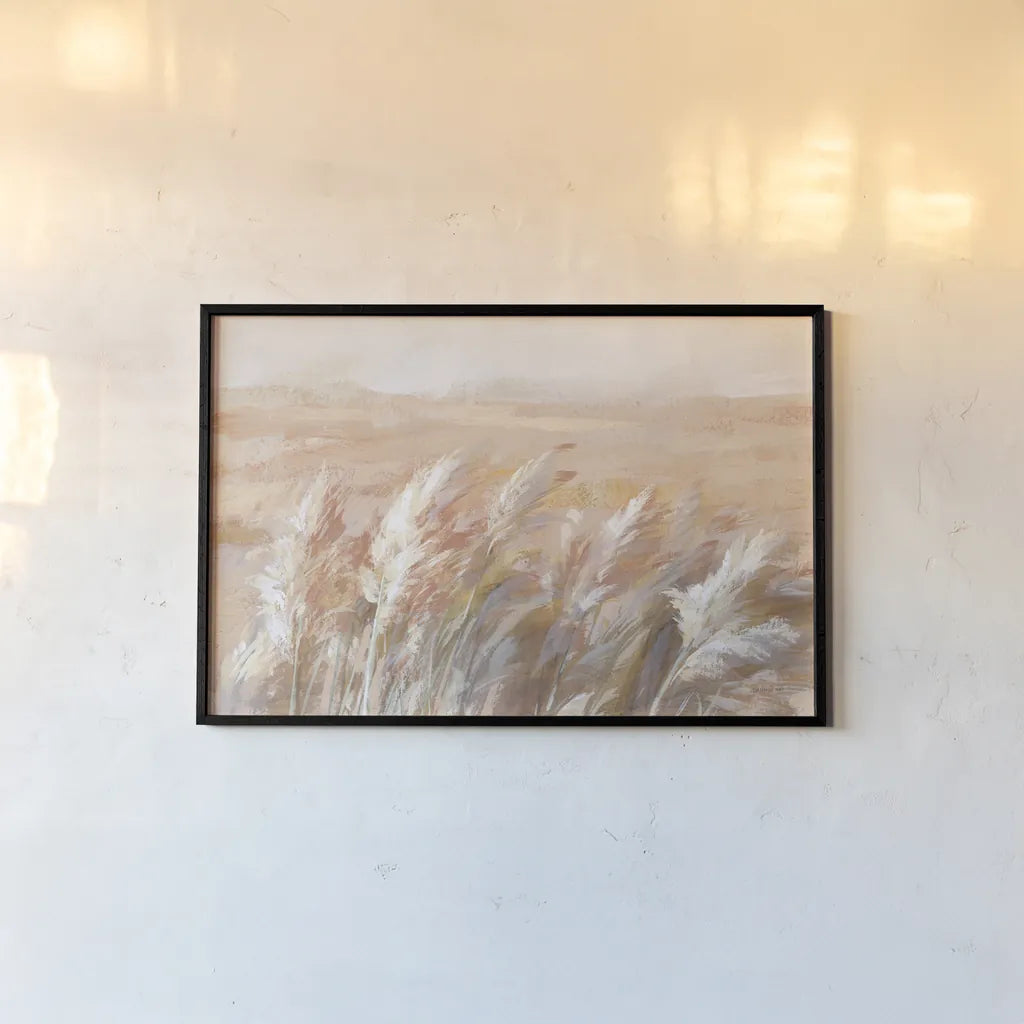 Terracotta Prairie Grasses by Danhui Nai. shown as a paper print in a black flame. Available as a archival giclee rolled canvas, fine art paper, or poster print. SKU 72038i.